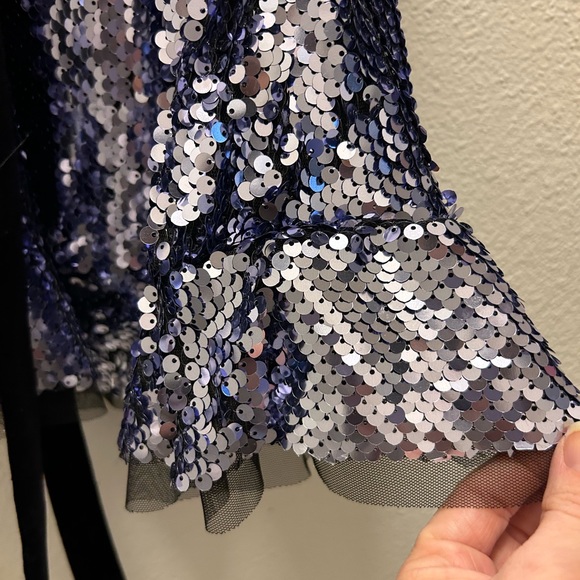 New Free People Siren Sequin NWT Party Mini Dress Black/Purple Size 2 - Picture 6 of 9